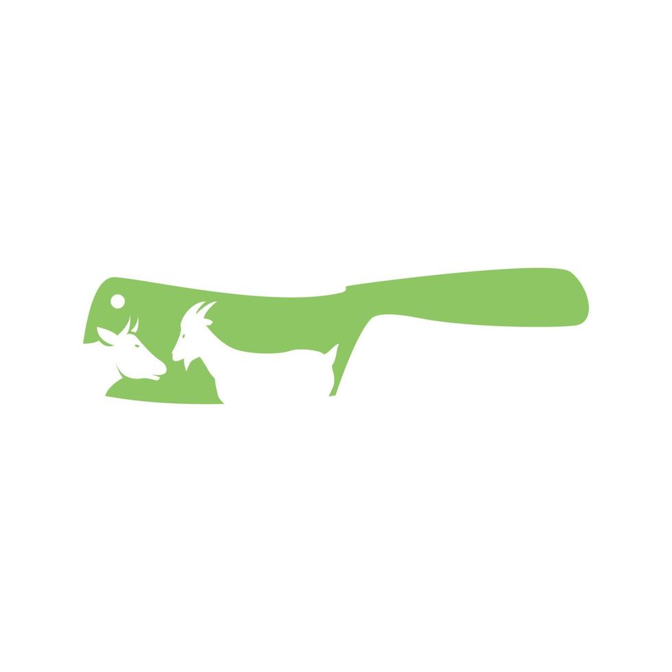 Messer mit Kuh und Ziege muslimischen Logo Design Vektorgrafik Symbol Symbol Zeichen Illustration kreative Idee vektor
