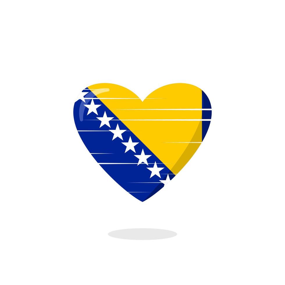 bosnien-flagge geformte liebesillustration vektor