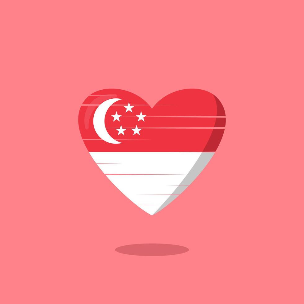 singapore flagga formad kärlek illustration vektor