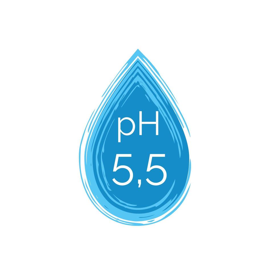 ph 5,5-Symbol in Form eines Wassertropfens. Dermatologie-Symbol isoliert auf weißem Hintergrund. flache vektorillustration vektor