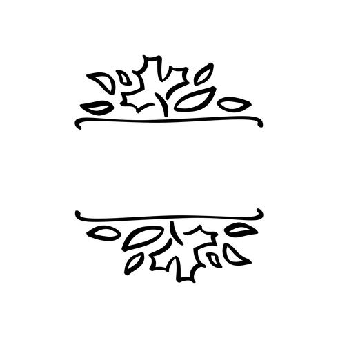 Höst vektor illustration lämnar gränsen ram med utrymme text bakgrund. Black brush doodle skiss med kalebasser för Thanksgiving dag semester