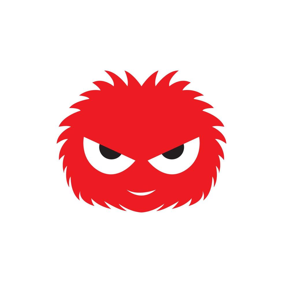 söt röd monster huvud leende logotyp ikon vektor illustration design
