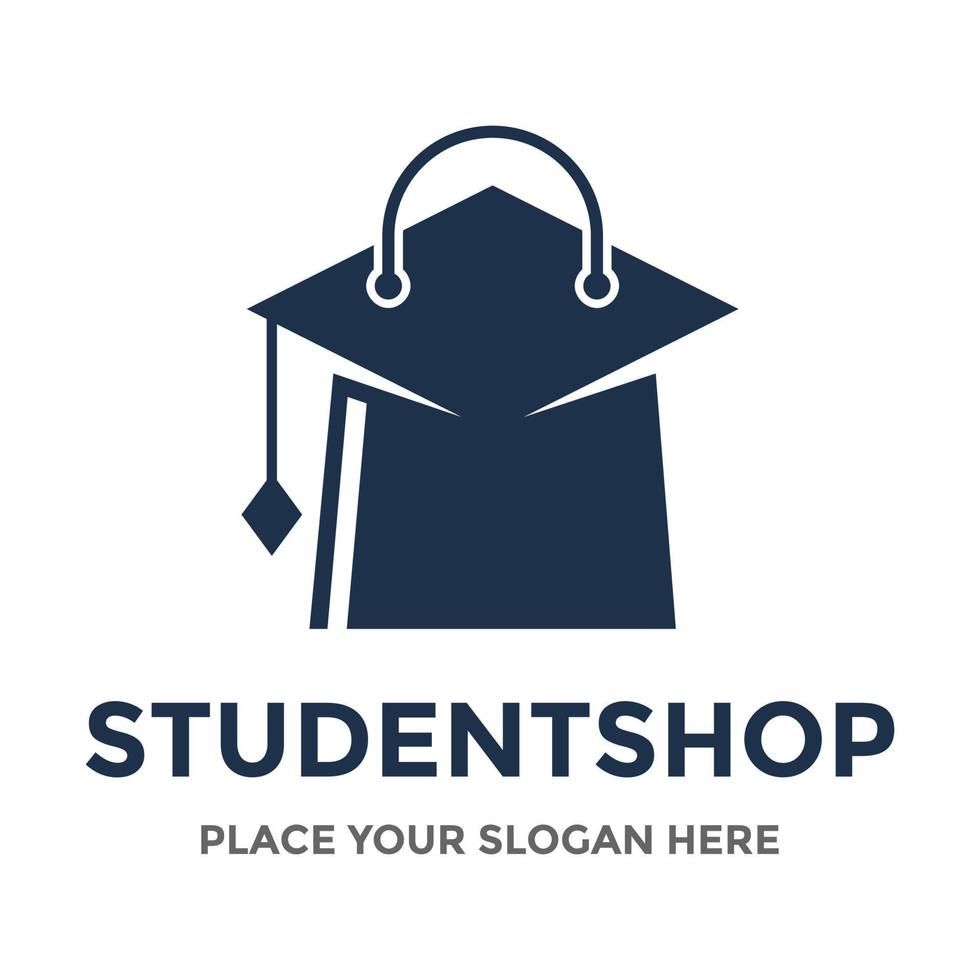 Student-Shop-Vektor-Logo-Vorlage. dieses design verwendet hut- und taschensymbol. für die Ausbildung geeignet. vektor