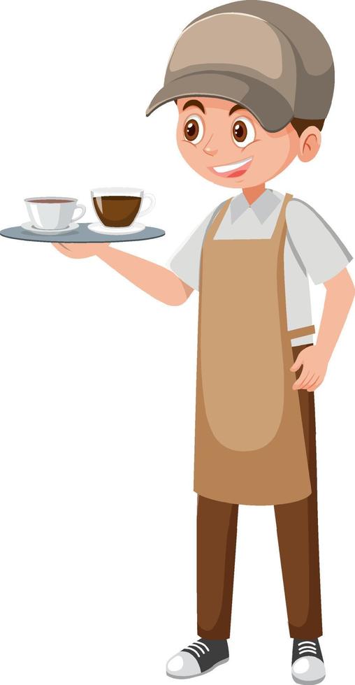 eine Kaffee-Mann-Cartoon-Figur auf weißem Hintergrund vektor