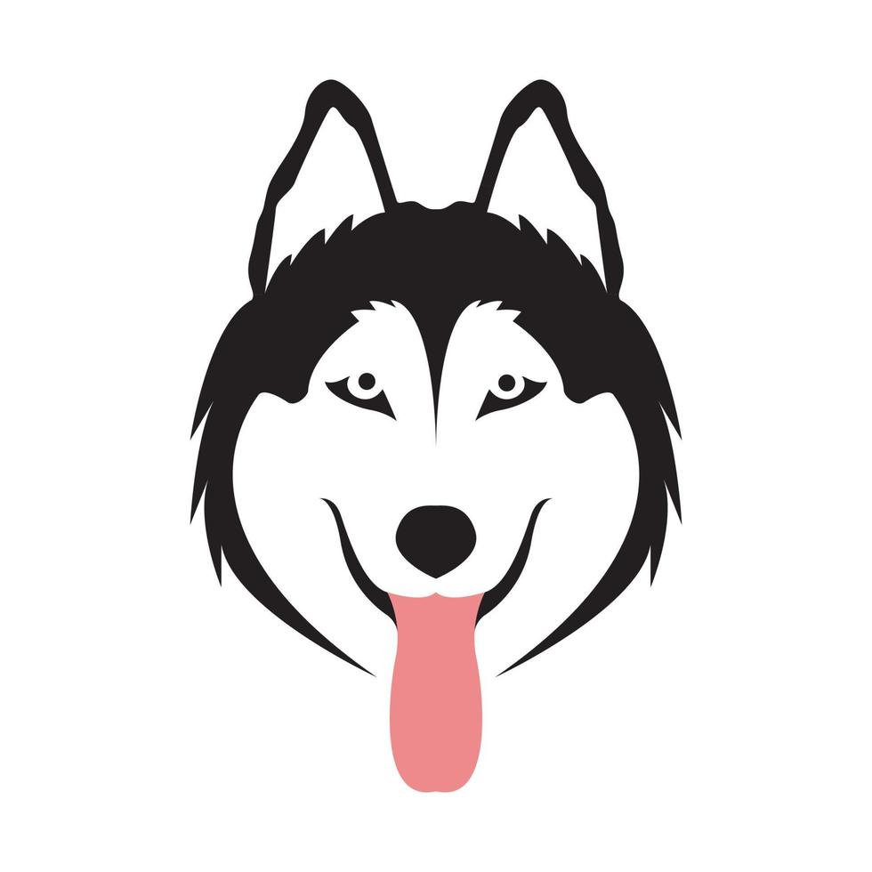 ansikte svart siberian husky med tungan logotyp design vektor grafisk symbol ikon tecken illustration kreativ idé