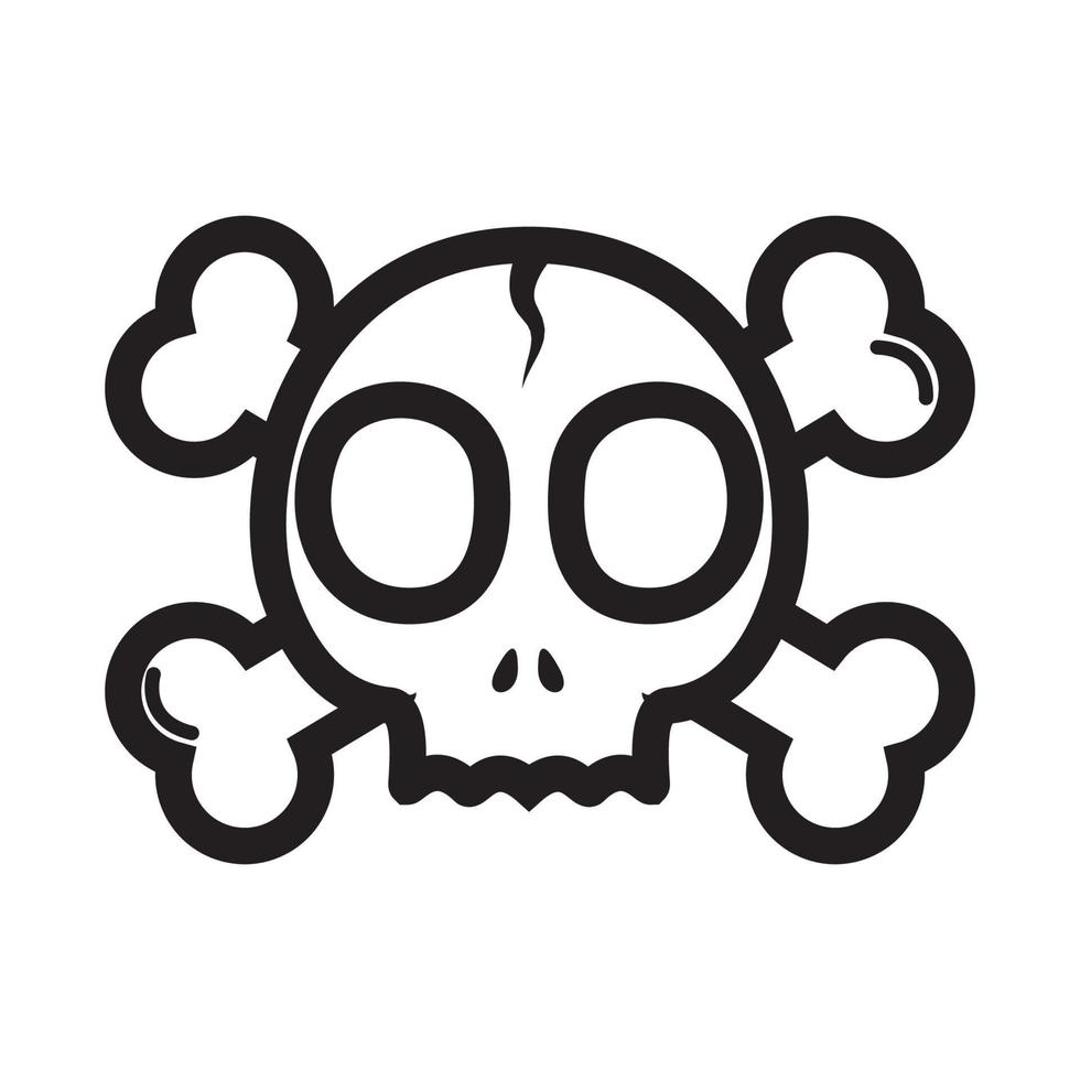 Knackschädel süß mit gekreuzten Knochen Logo Design Vektorgrafik Symbol Symbol Zeichen Illustration kreative Idee vektor