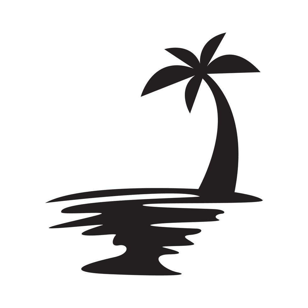vintage siluett kokospalmer med vatten logotyp design vektor grafisk symbol ikon tecken illustration kreativ idé