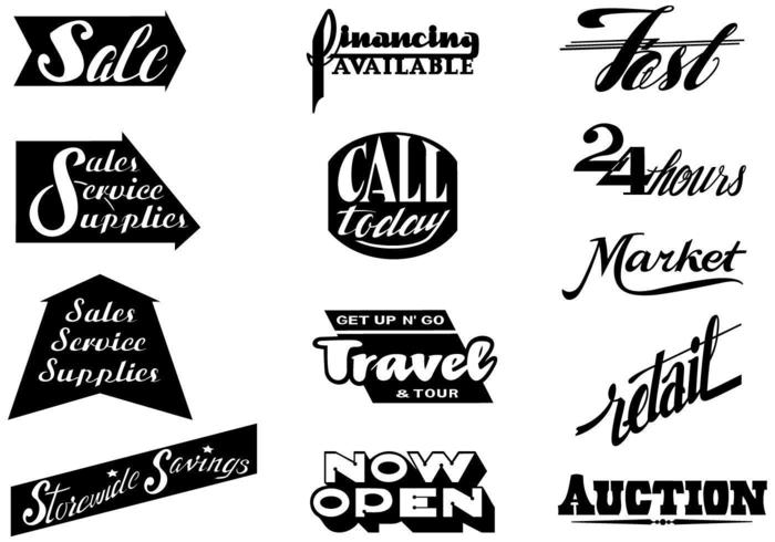 vintage detaljhandel typografi vektor pack