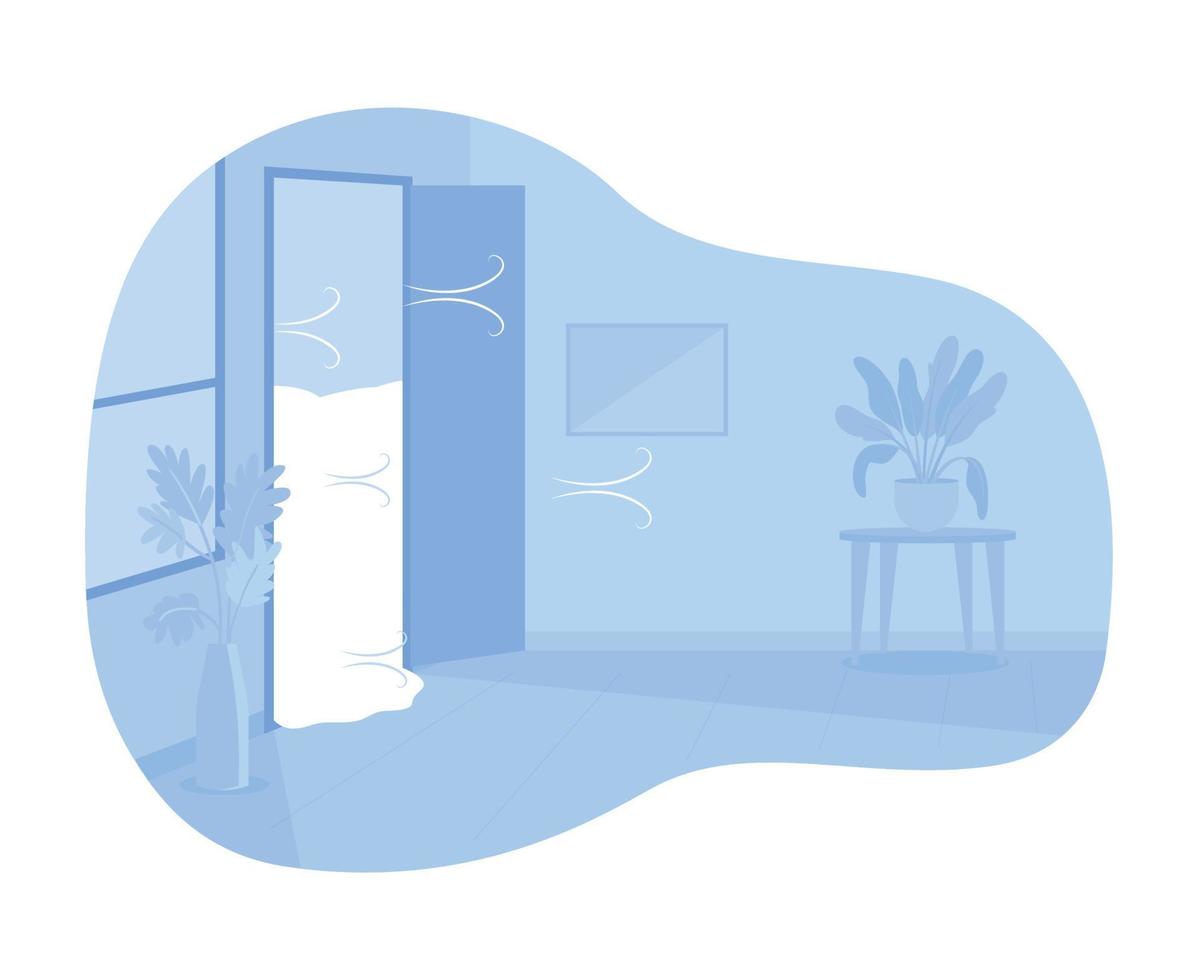 blauer wohninnenraum 2d-vektor isolierte illustration vektor