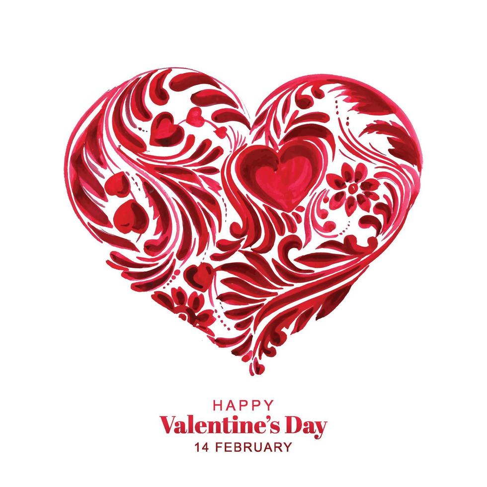 schöner dekorativer floraler Herzform-Valentinstag-Kartenhintergrund vektor