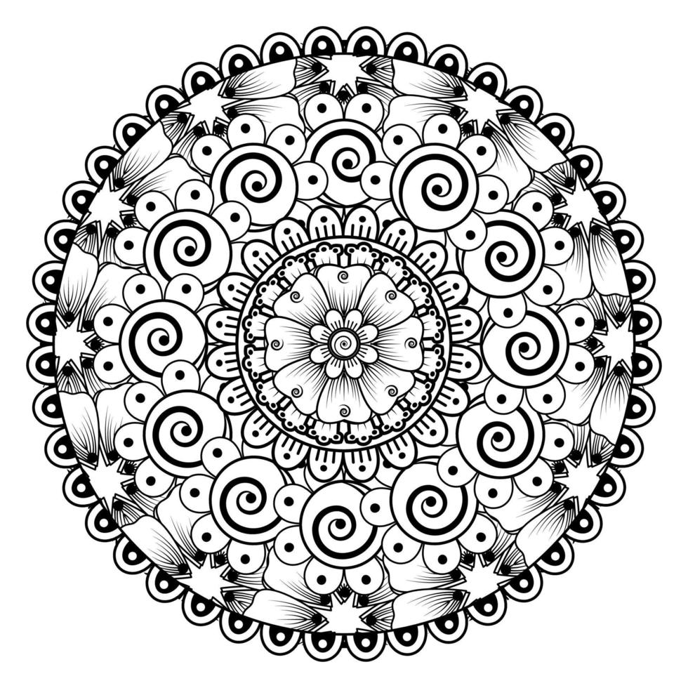 kreisförmiges Muster in Form von Mandala für Henna, Mehndi, Tätowierung, Dekoration. dekoratives Ornament im ethnisch-orientalischen Stil. Malbuchseite. vektor