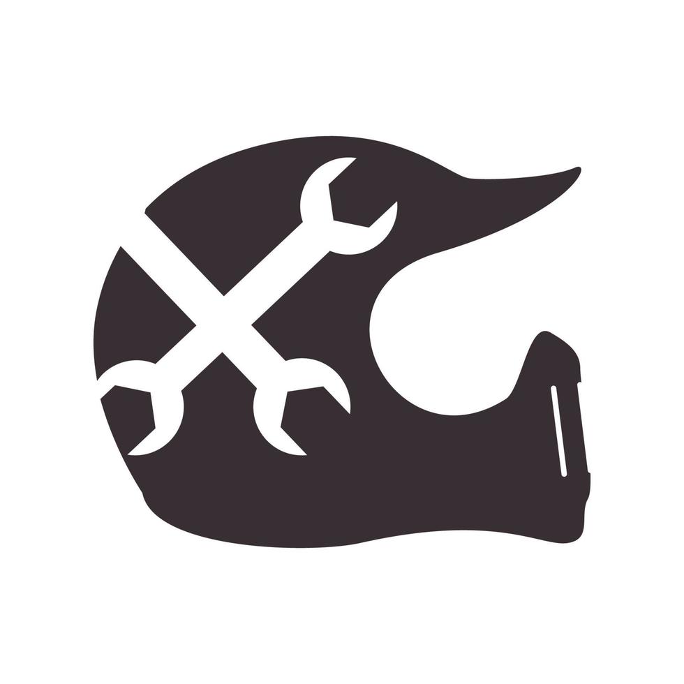 Schwarzer Helm mit Kreuzschlüssel Logo Symbol Symbol Vektorgrafik Design Illustration vektor