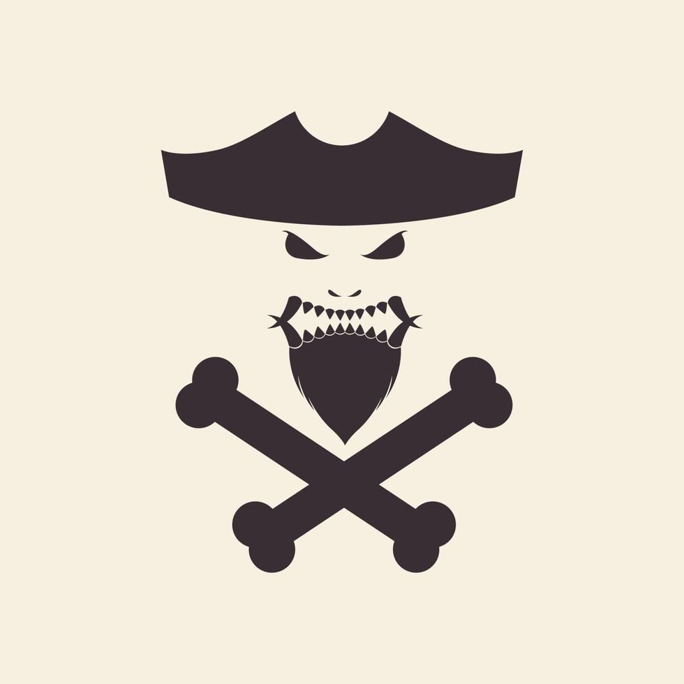 monster mask vintage pirater logotyp design vektor grafisk symbol ikon tecken illustration kreativ idé