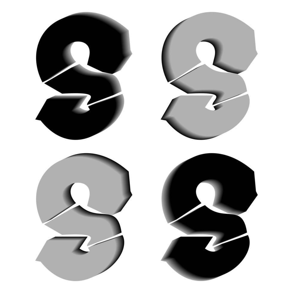 vektorgrafik av eleganta 3d-bokstäver i svart och grå färg. perfekt för företag, t-shirts och så vidare. vektor