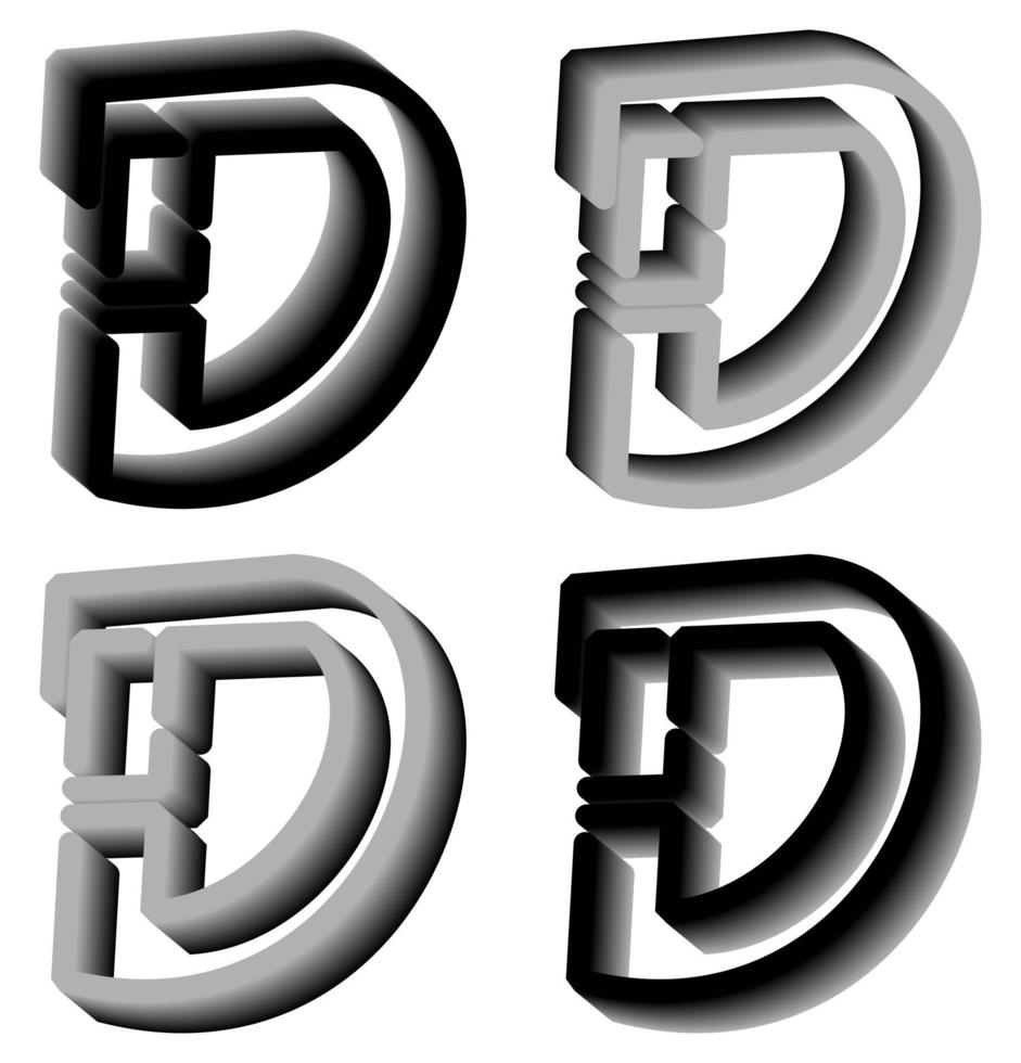 3D-Buchstabe D-Logo. perfekt für t-shirts und so weiter. vektor