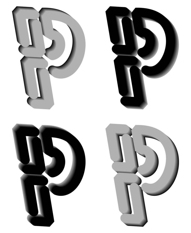 3D-Buchstabe p-Logo. perfekt für t-shirts und so weiter. vektor