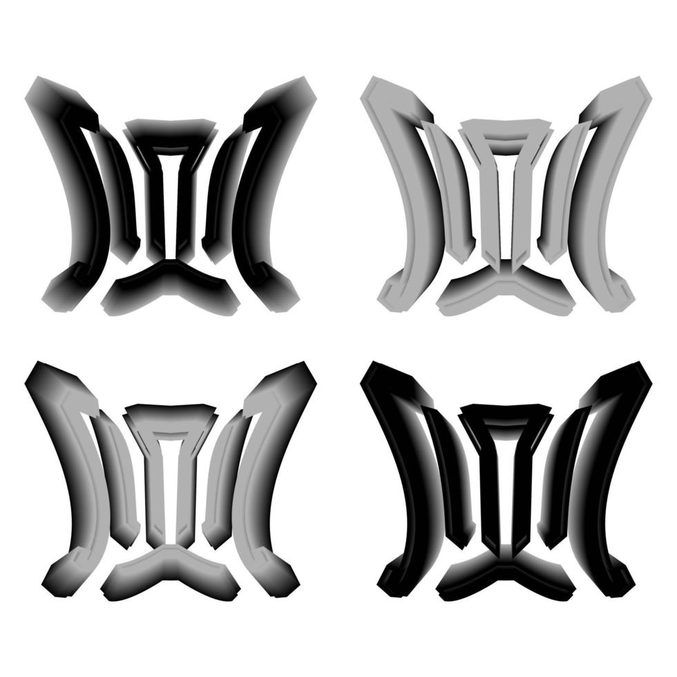 Vektorgrafiken von eleganten 3D-Buchstaben w in Schwarz und Grau. perfekt für Unternehmen, T-Shirts und so weiter. vektor