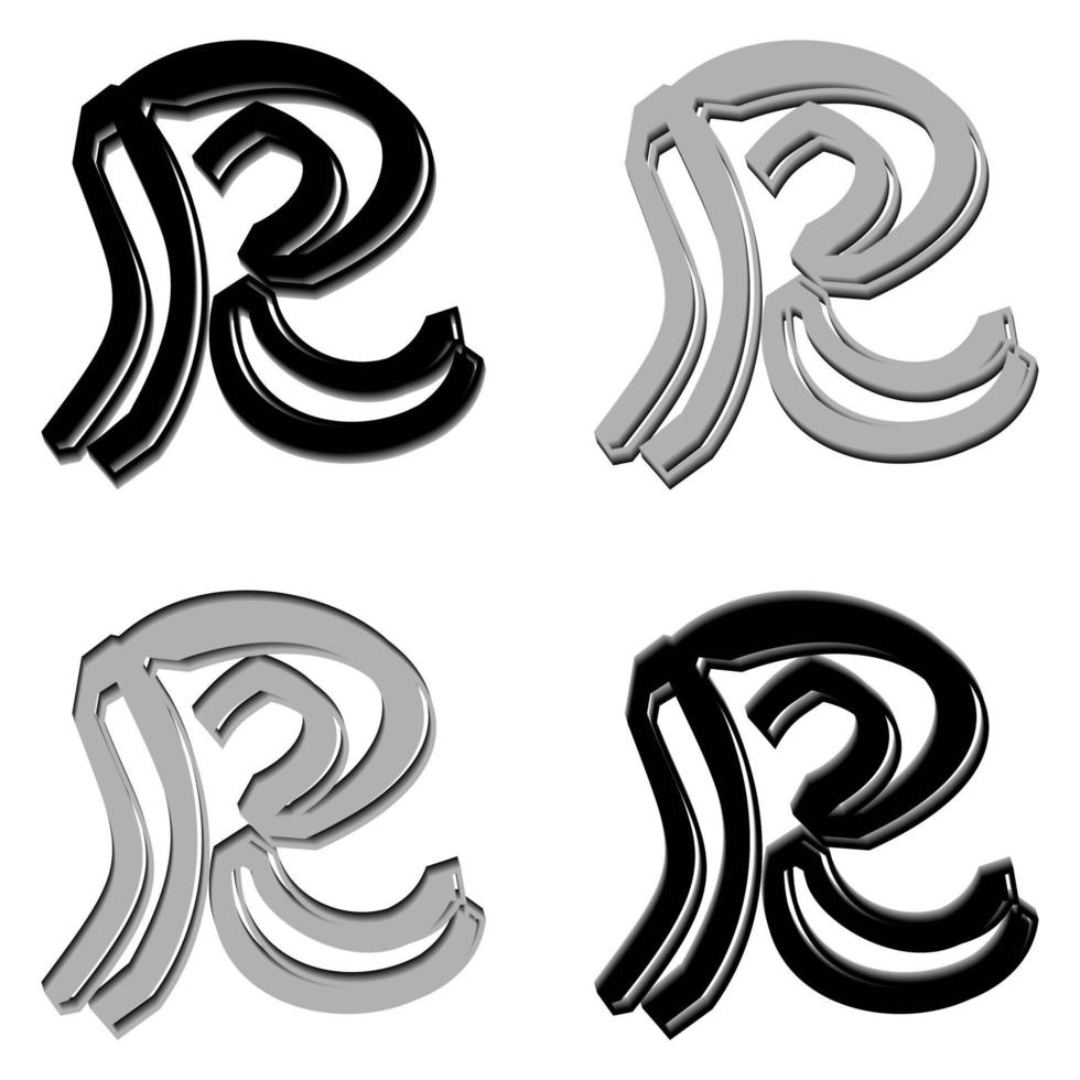 3d-buchstabe r-logo. perfekt für t-shirts und so weiter. vektor