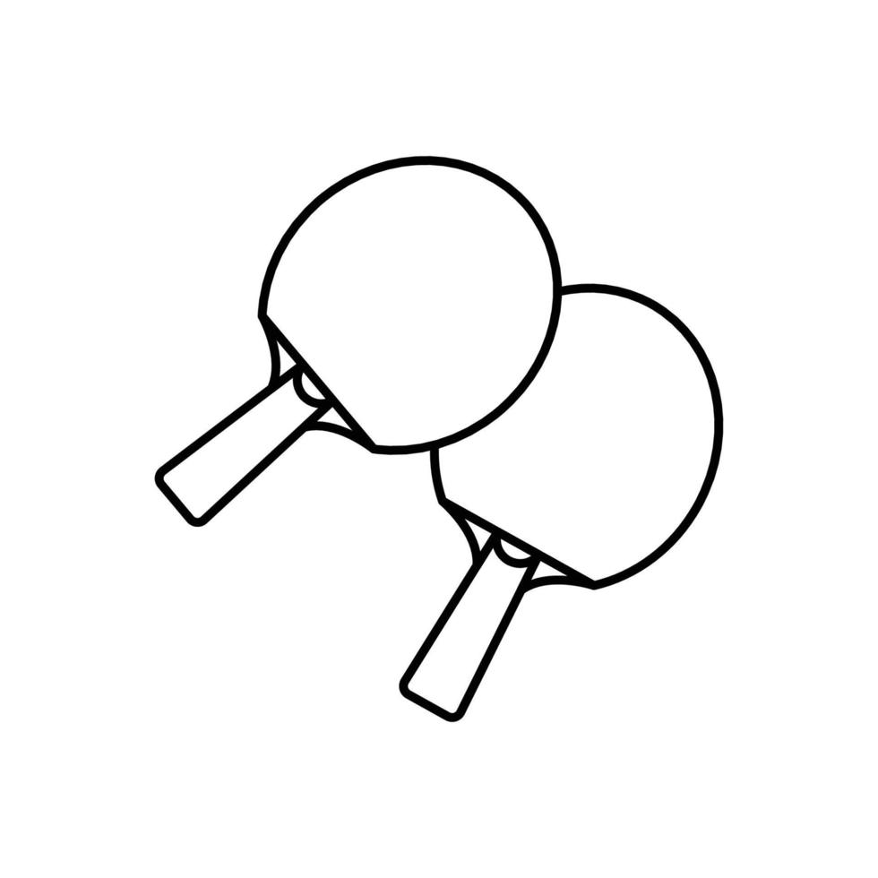 pingis paddla och bordtennis fladdermöss kontur ikon illustration på vit bakgrund vektor