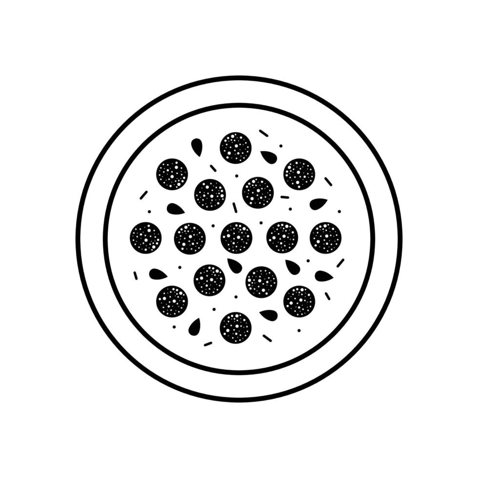 pepperoni pizza kontur ikon illustration på vit bakgrund vektor