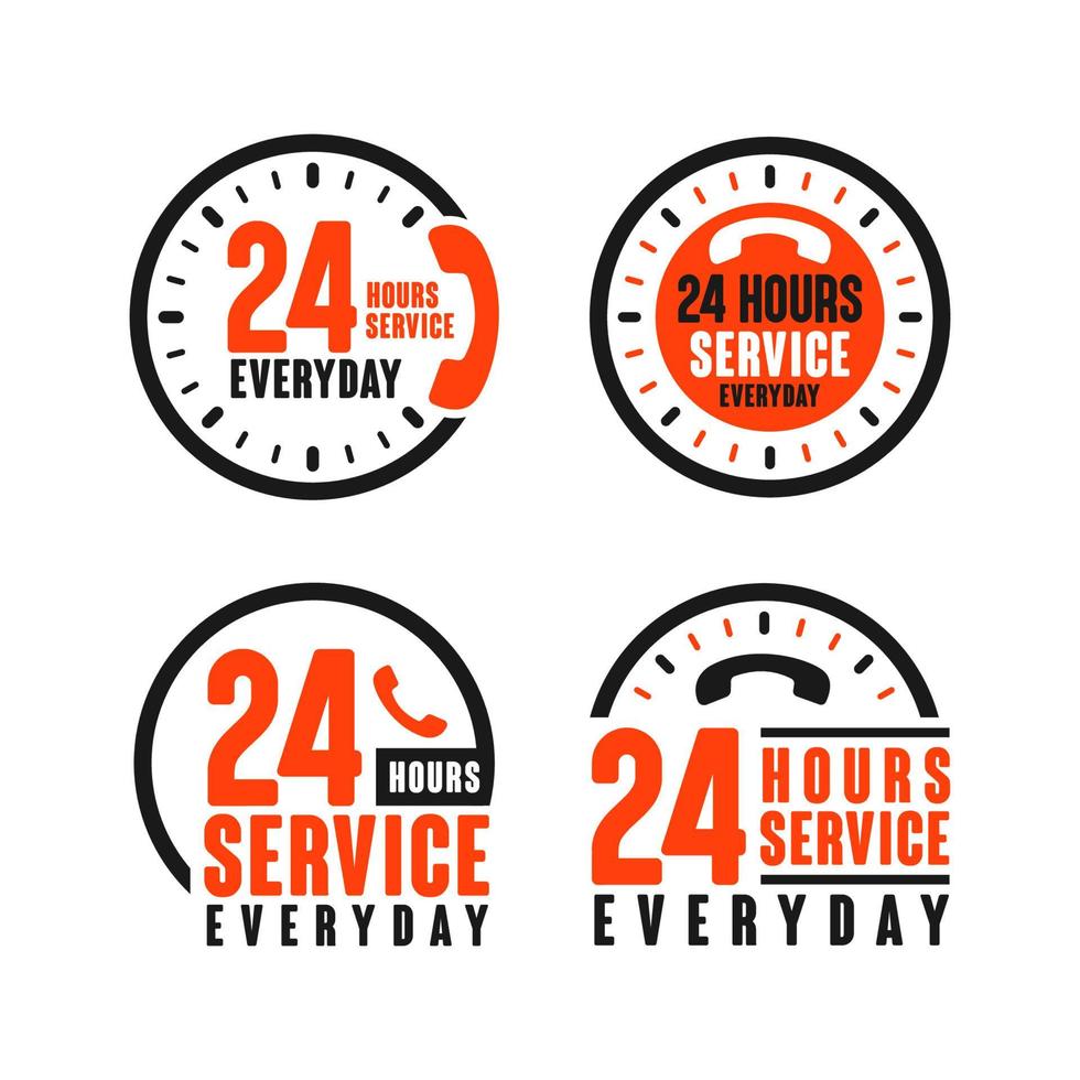 24 timmars service varje dag design logotyp samling vektor