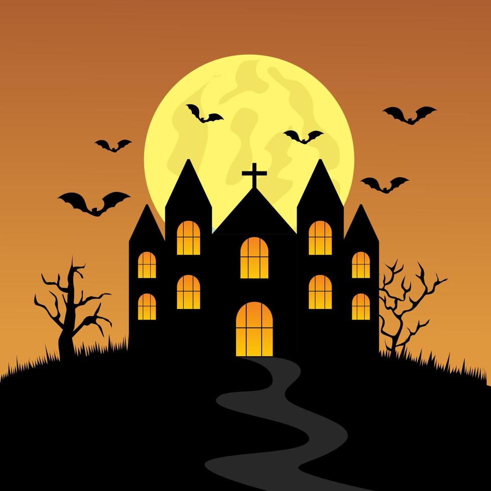 vektorillustration des halloween-schlosses. Einladung zur Halloween-Party vektor