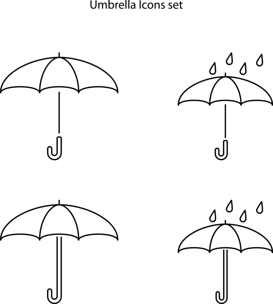 Regenschirmikonen stellten lokalisiert auf weißem Hintergrund ein. Regenschirmsymbol dünne Linie Umriss lineares Regenschirmsymbol für Logo, Web, App, ui. Regenschirm-Symbol einfaches Zeichen. vektor