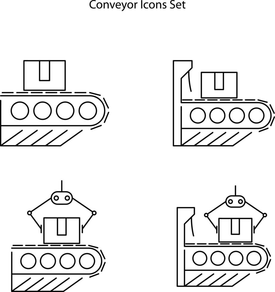 transportör ikoner som isolerad på vit bakgrund. transportör ikon tunn linje kontur linjär transportör symbol för logotyp, webb, app, ui. transportband ikonen enkelt tecken. vektor