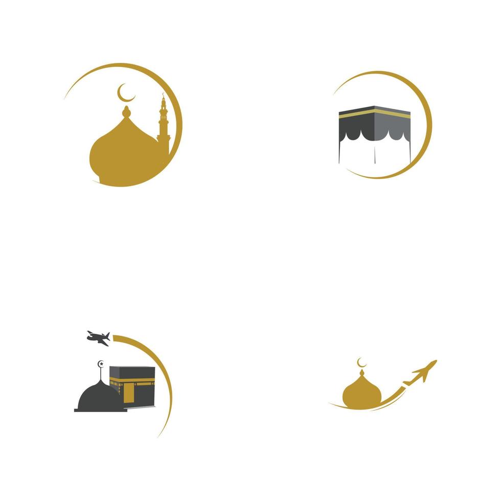 uppsättning av hajj och umrah logotyp illustration vektor