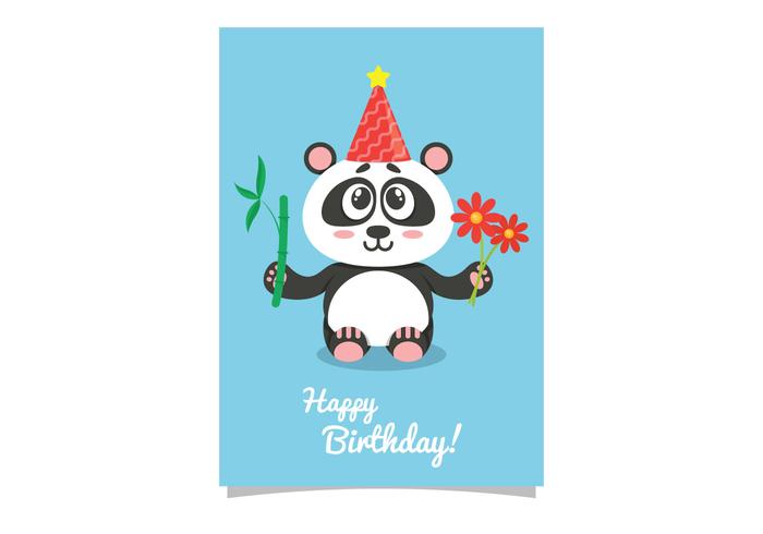 Gullig Panda Födelsedagskort vektor