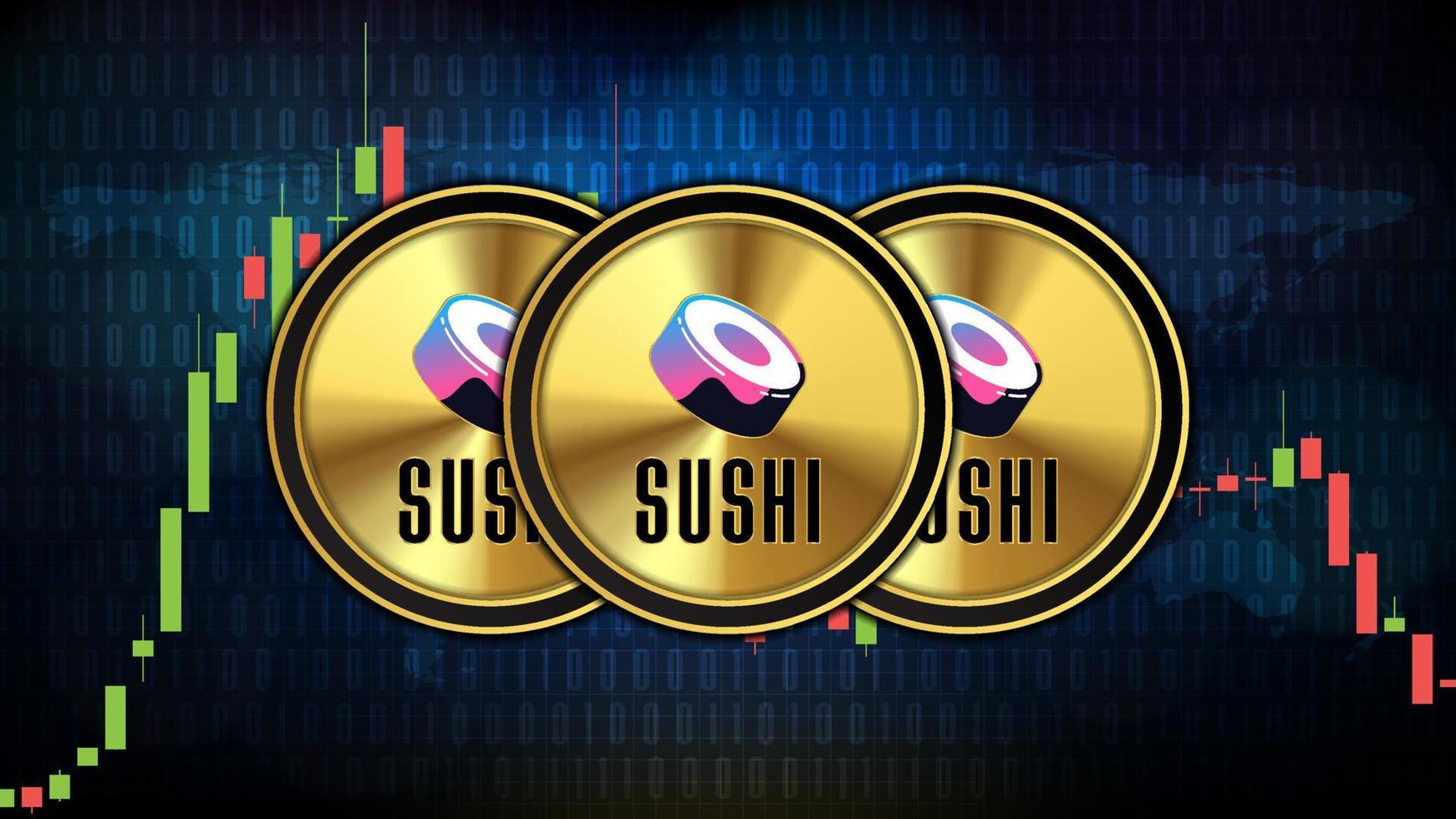 abstrakt futuristisk teknik bakgrund av sushiswap sushi pris graf diagram mynt digital kryptovaluta vektor