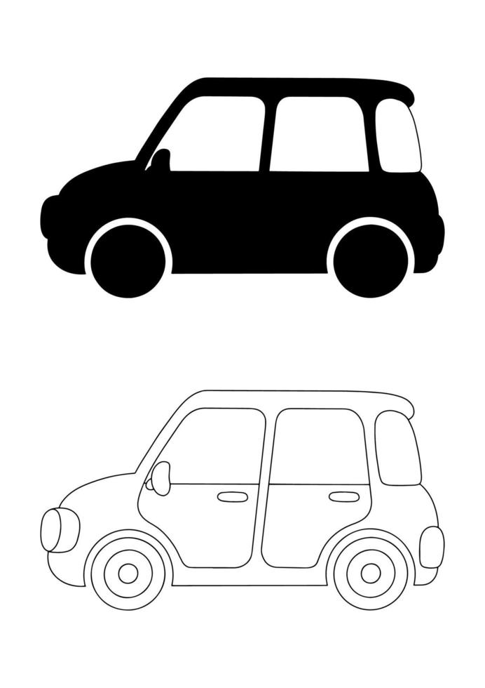 svart siluett. snygg bil. designelement. vektor illustration isolerad på vit bakgrund. mall för böcker, klistermärken, affischer, kort, kläder.