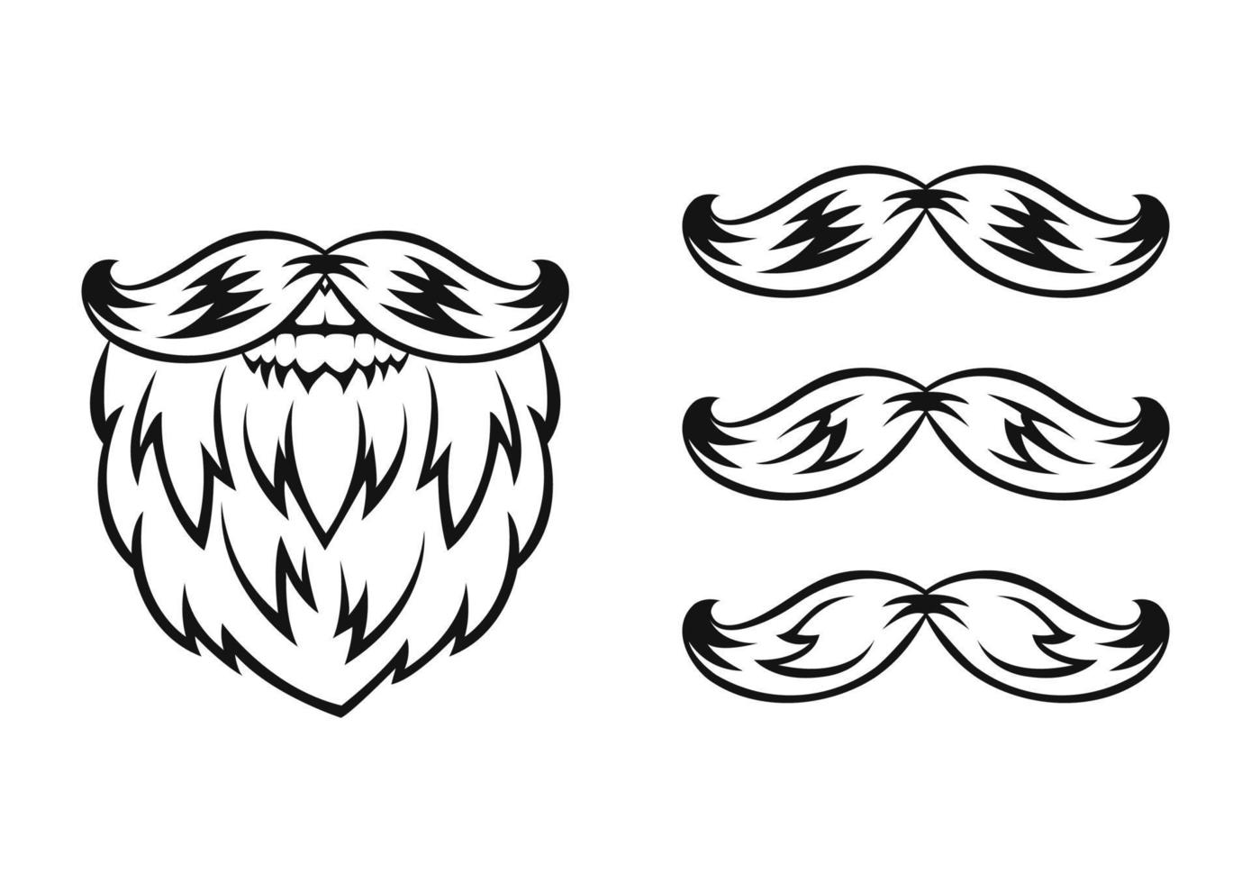 skägg och mustasch. svart siluett. designelement. handritad skiss. vintagestil. vektor illustration.