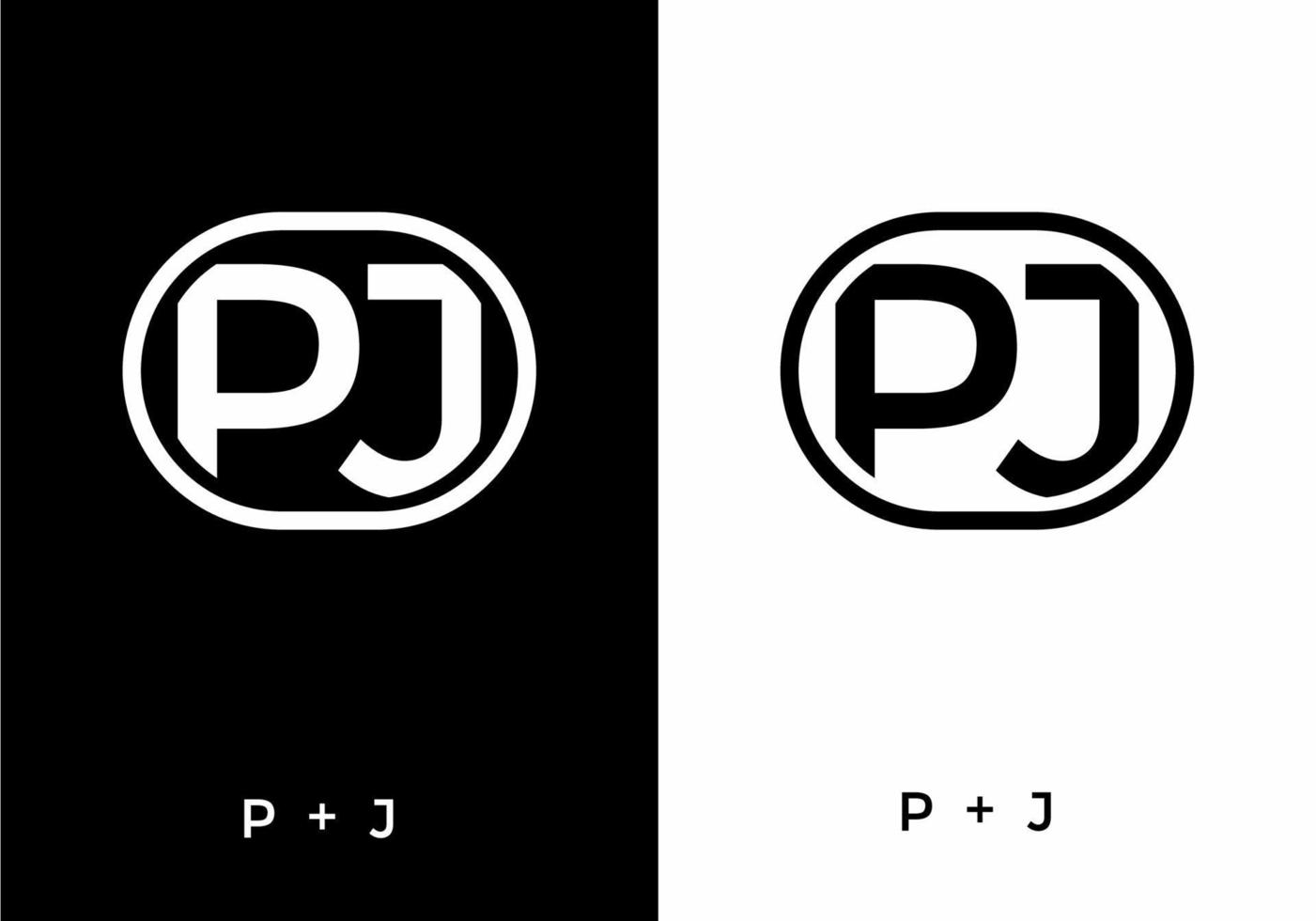 Schwarz-Weiß-Farbe des Anfangsbuchstabens pj vektor