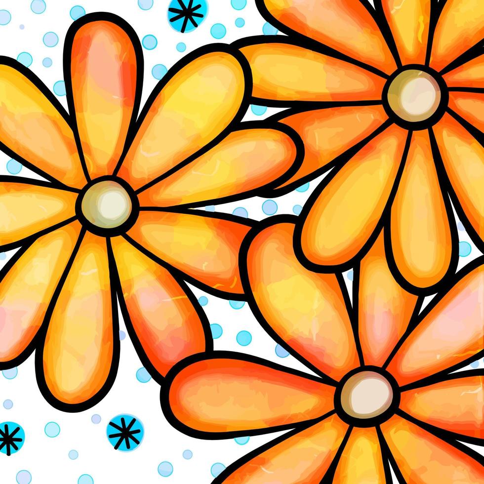 orange daisy akvarell shabby chic blommor vektor
