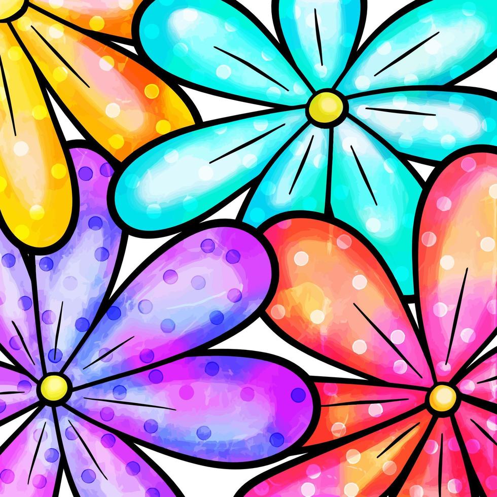 ljusa färgglada daisy blomma akvarell mönster vektor
