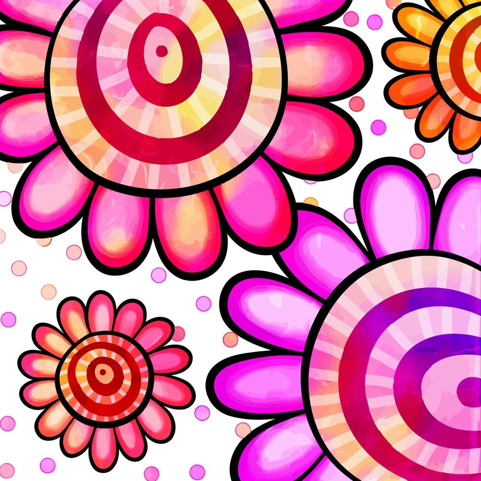 vibrierendes rosa Gänseblümchenblumen-Aquarellmuster vektor