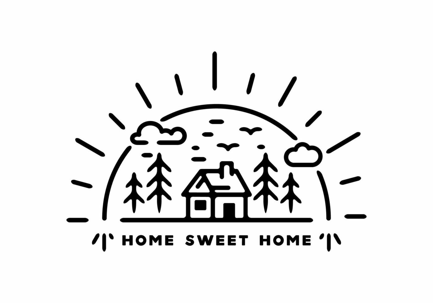 home sweet home line art illustration vektor