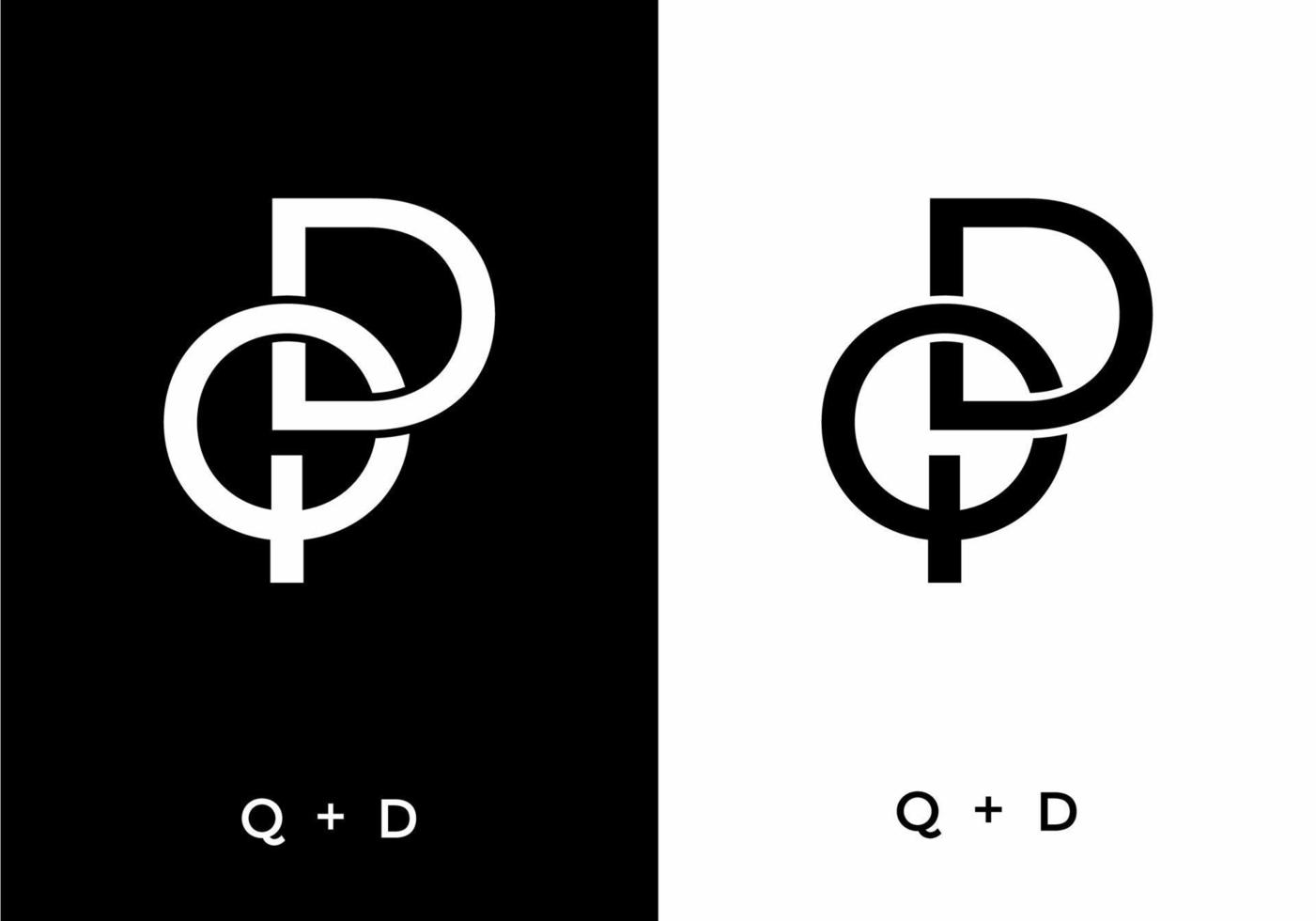 Schwarz-Weiß-Farbe des Anfangsbuchstabens qd oder dq vektor