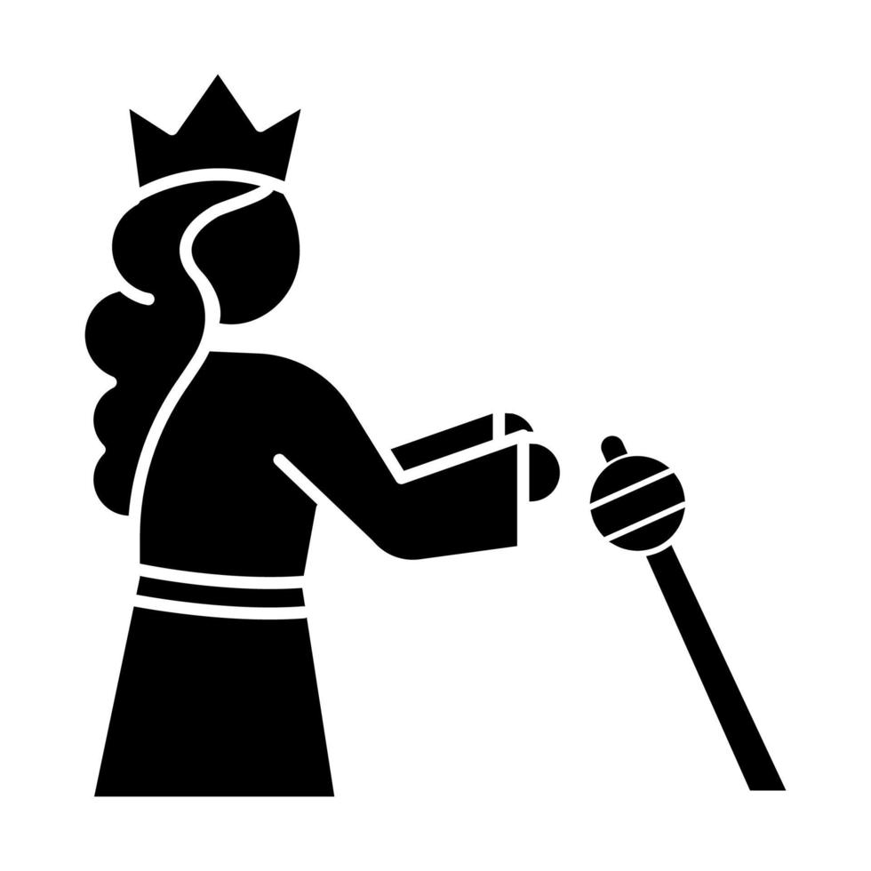 Queen Esther Bibelgeschichte Glyphen-Symbol. persische Königin in der Krone. religiöse Legende. christliche Religion. biblische Erzählung des Alten Testaments. Silhouettensymbol. negativer Raum. vektor isolierte illustration