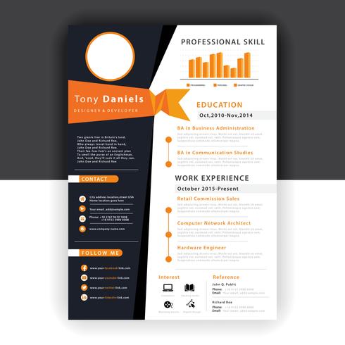Abstrakte Orange Lebenslauf Vorlage Download Kostenlos Vector Clipart Graphics Vektorgrafiken Und Design Vorlagen