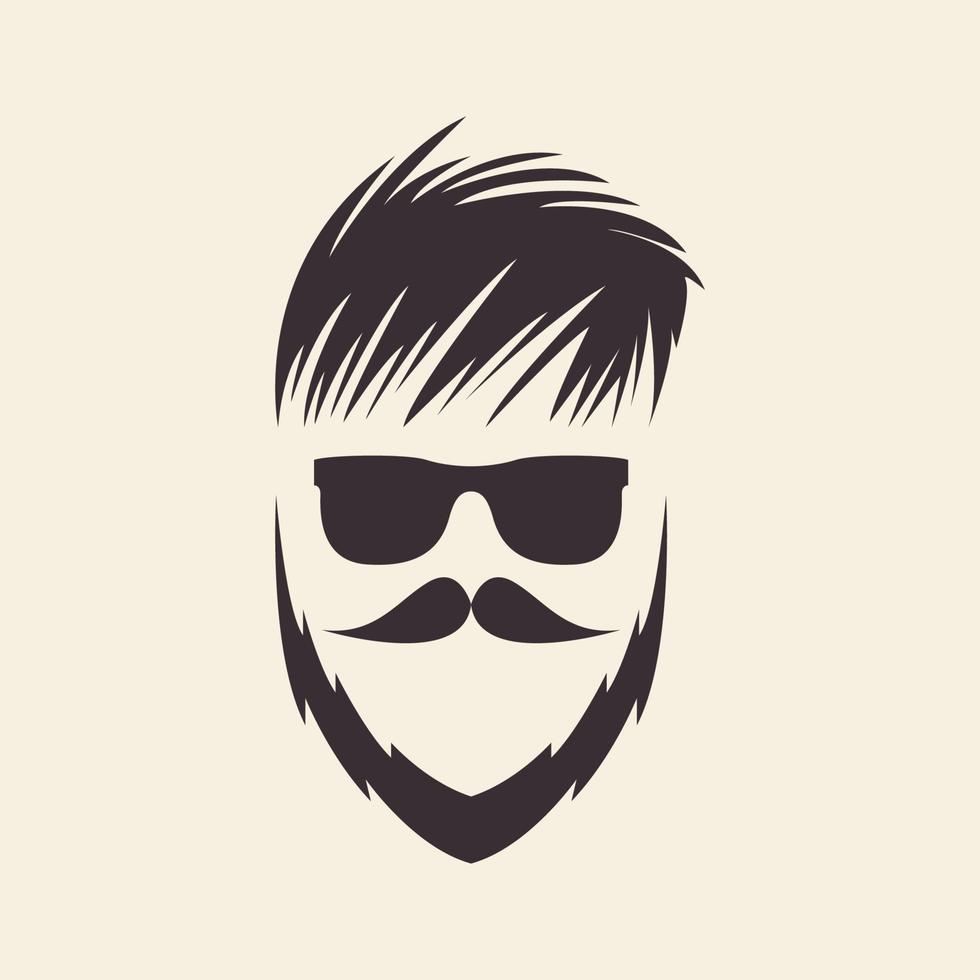 hipster man frisyr skägg Frisör logotyp symbol ikon vektor grafisk design illustration idé kreativ