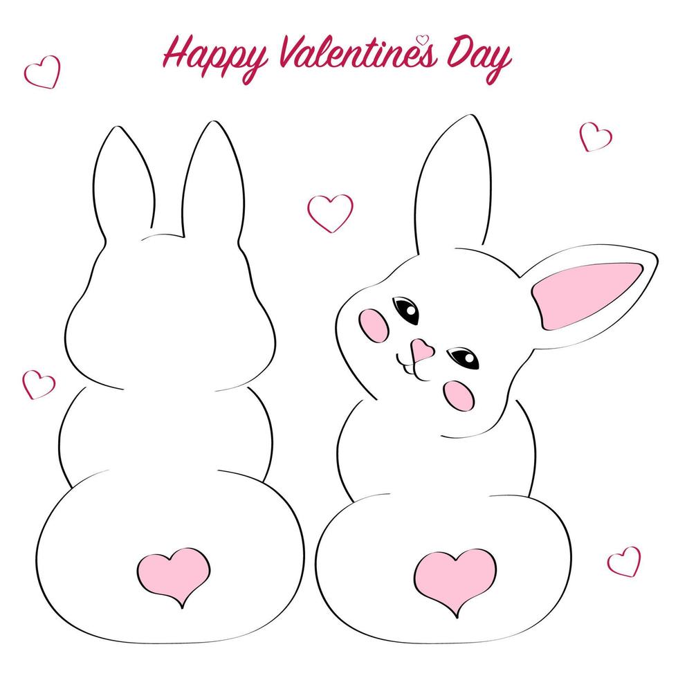 kaniner. alla hjärtans dag gratulationskort vektor