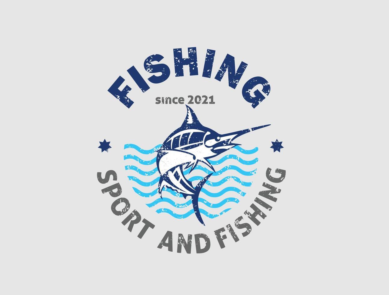 fiske sport logotyp blå marlin fisk bild vektor