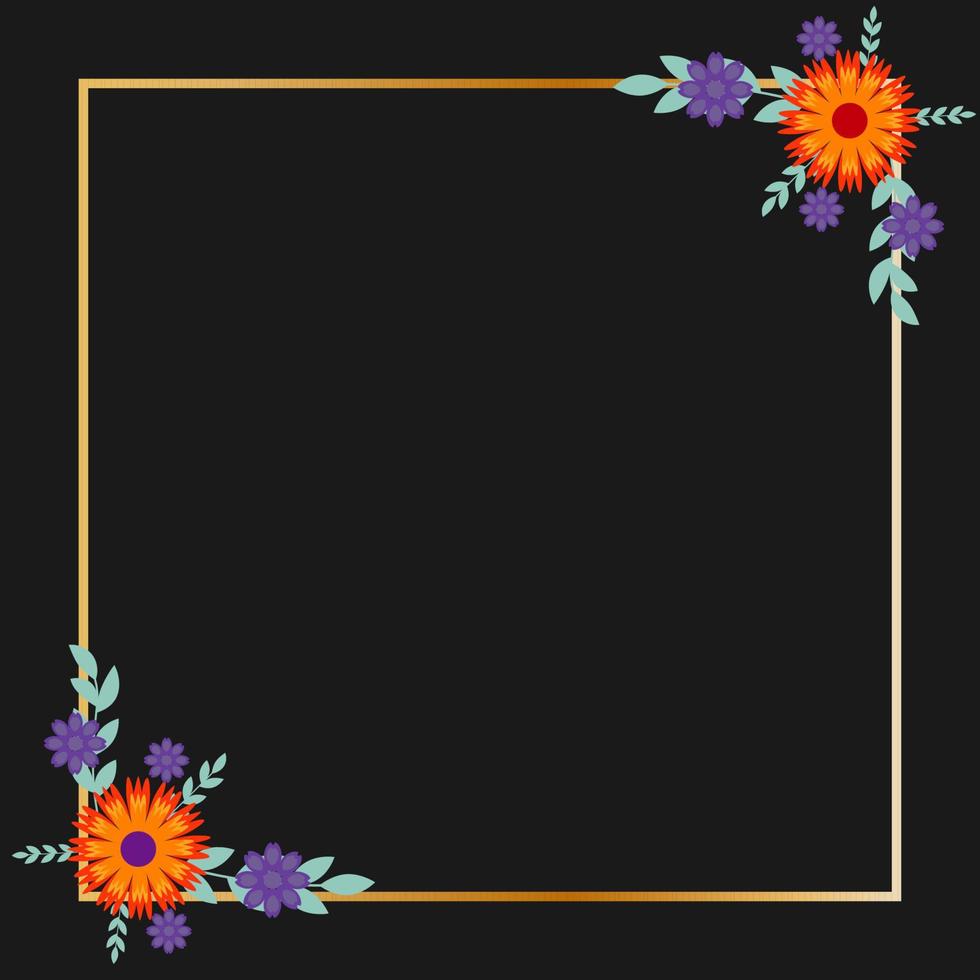 blommor rektangel ram vektor