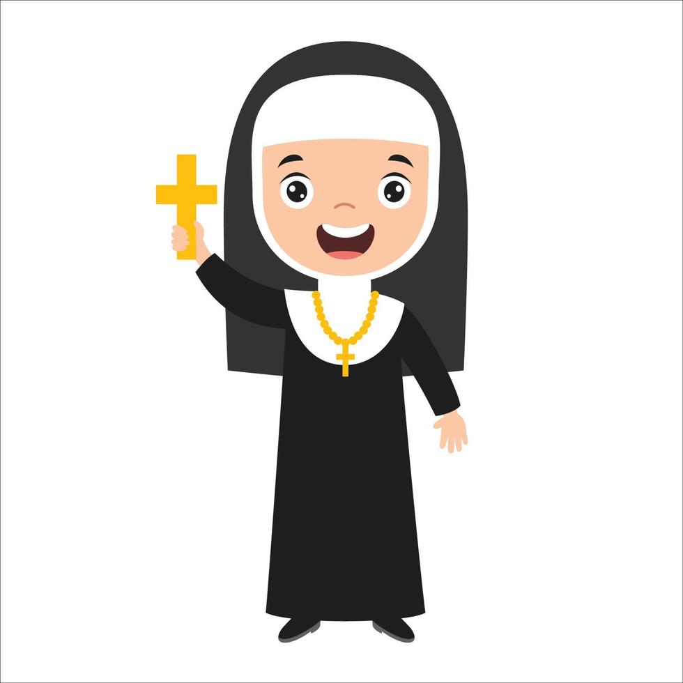 tecknad teckning av en nunna vektor
