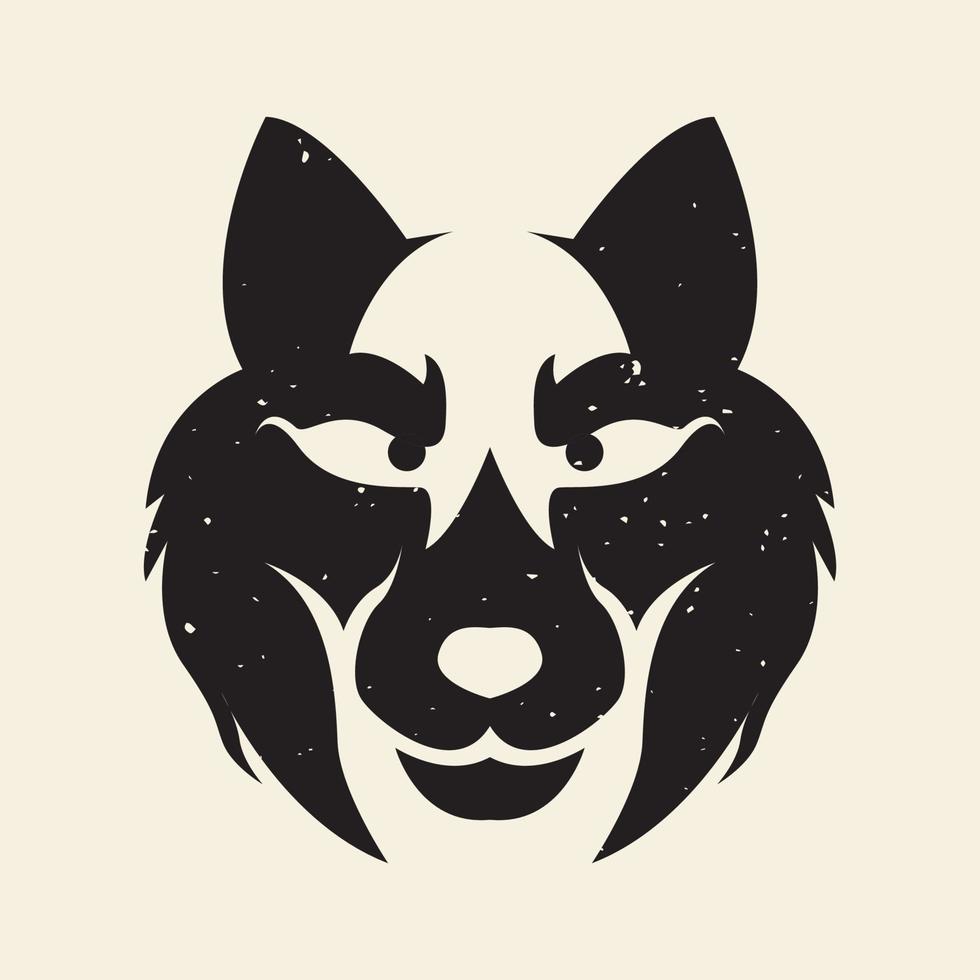 schwarzes gesicht wolf vintage logo design vektorgrafik symbol symbol zeichen illustration kreative idee vektor