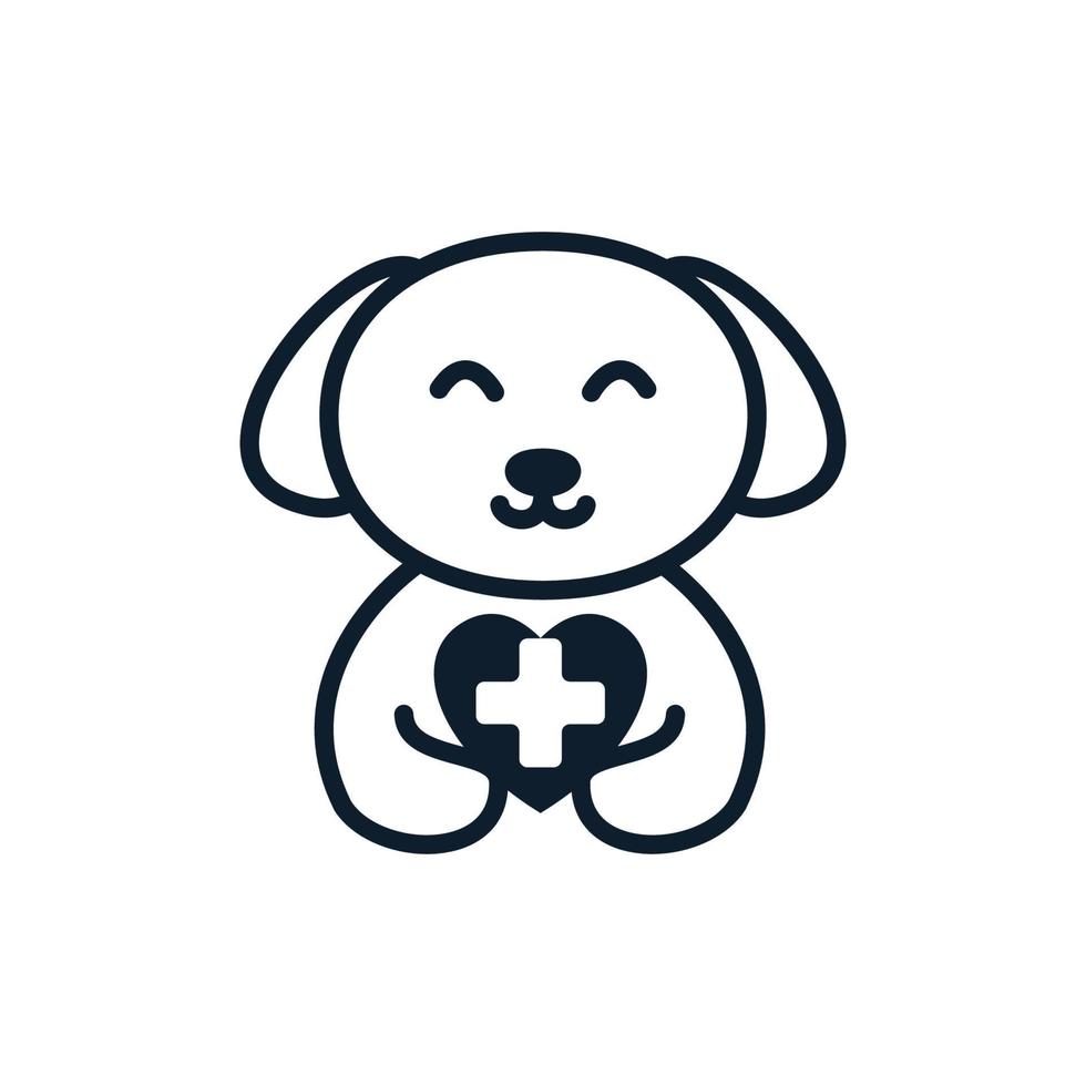 hund oder haustier mit herz oder liebe kreuz gesundheitspflege niedlichen cartoon logo vektor symbol illustration design