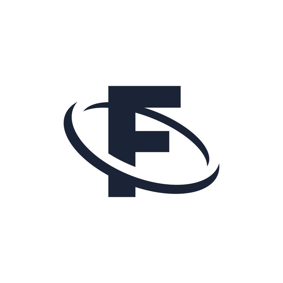buchstabe f logo initial mit kreisform. Swoosh-Alphabet-Logo einfach und minimalistisch vektor