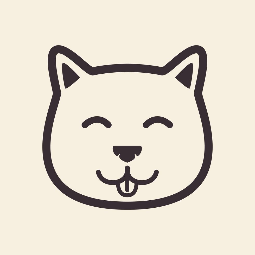 linje huvud sött leende kattunge tecknad hipster logotyp symbol ikon vektor grafisk design illustration idé kreativ